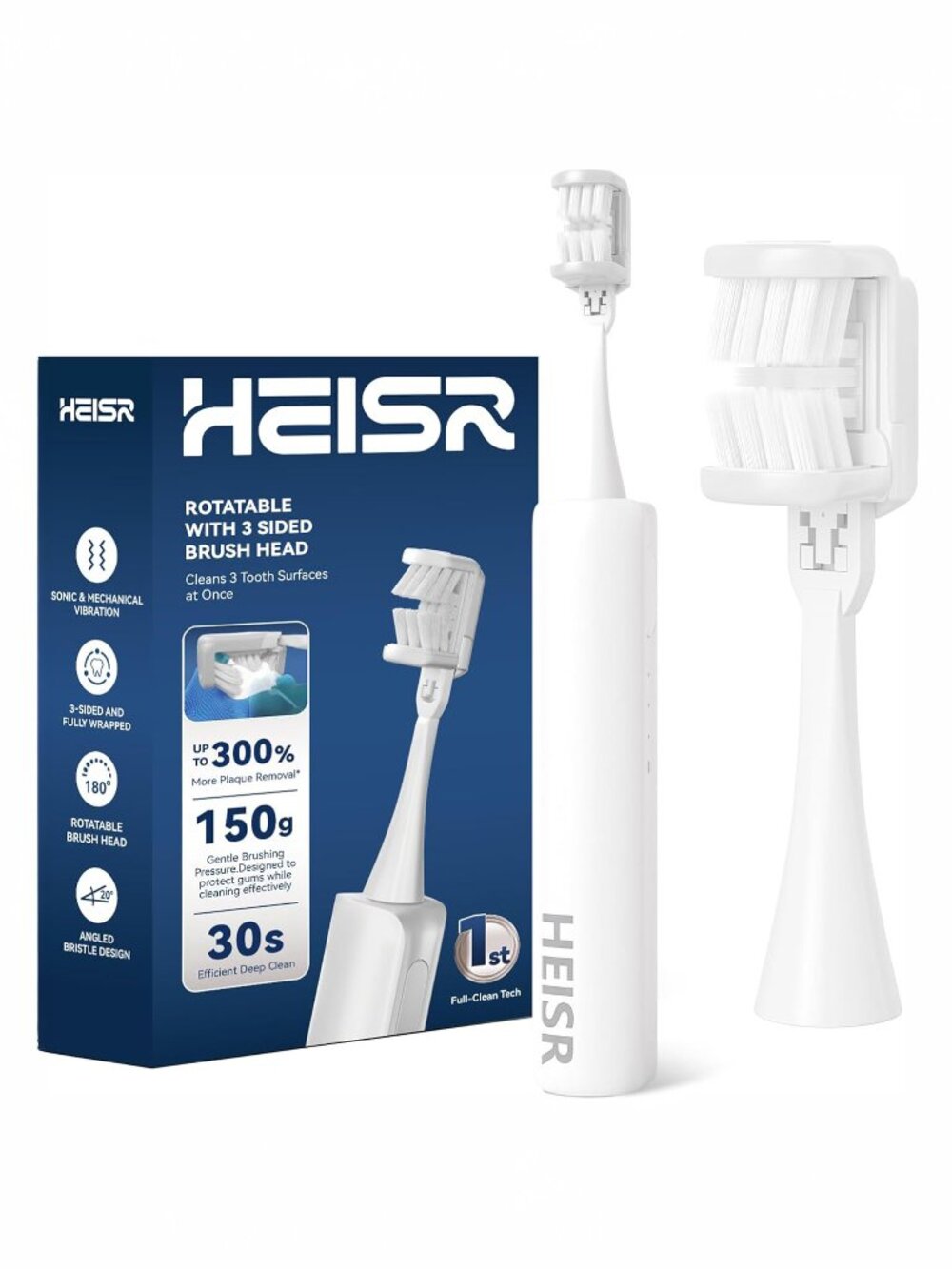 NEW Heisr 3-Sided Sonic Electric Toothbrush